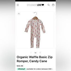 Spearmint love organic candy cane waffle zip up